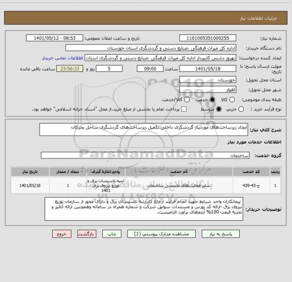 استعلام ایجاد زیرساخت های موردنیاز گردشگری داخلی،تکمیل زیرساخت های گردشگری ساحل بحرکان