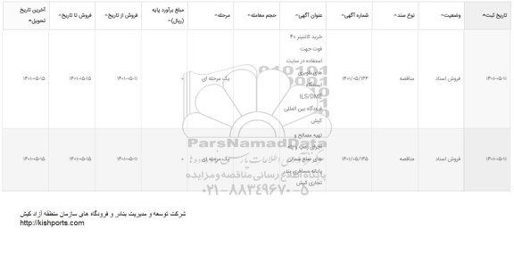 مناقصه خرید کانتینر 40 فوت جهت استفاده در سایت های ناوبری ایستگاه ILS/DME و...