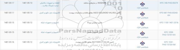 استعلام تامین asco solenoid valves و غیره ...