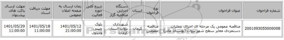 مناقصه، مناقصه عمومی یک مرحله ای اجرای عملیات دستمزدی  معابر سطح شهر بروات (بوستان مادر)