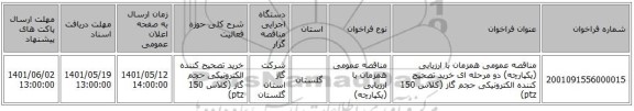 مناقصه، مناقصه عمومی همزمان با ارزیابی (یکپارچه) دو مرحله ای خرید تصحیح کننده الکترونیکی حجم گاز (کلاس 150 ptz)