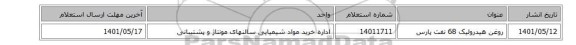روغن هیدرولیک 68 نفت پارس