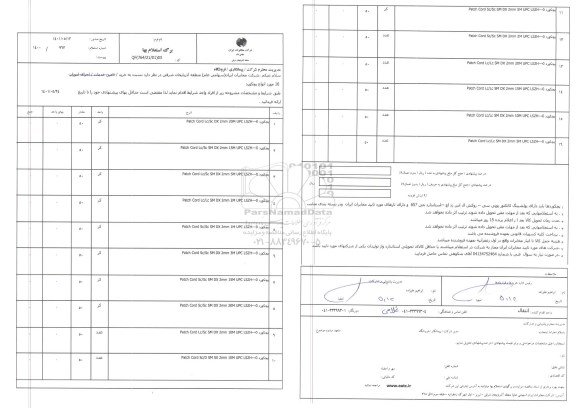 استعلام  خرید 16 مورد انواع پچکورد