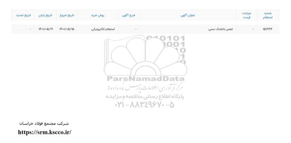 استعلام تعمیر بالشتک مسی