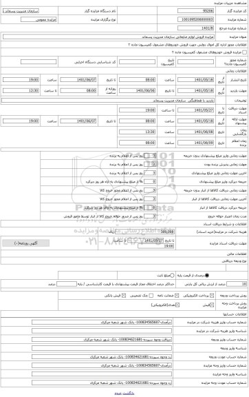 مزایده ، مزایده فروش لوازم ضایعاتی سازمان مدیریت پسماند