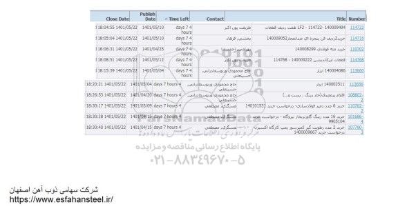 استعلام هفت ردیف قطعات ...