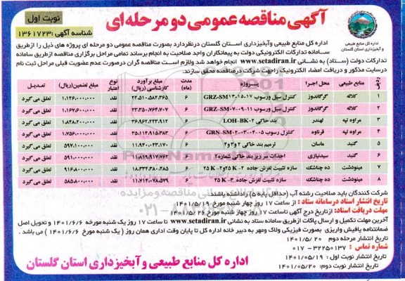 مناقصه عمومی کنترل سیل و رسوبGRZ-SM13-15-17 و ...