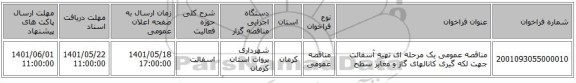 مناقصه، مناقصه عمومی یک مرحله ای    تهیه  آسفالت جهت لکه گیری کانالهای گاز و معابر سطح