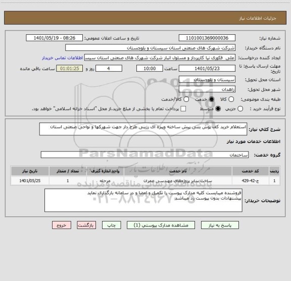 استعلام استعلام خرید کف پوش بتنی پیش ساخته ویبره ای رزینی طرح دار جهت شهرکها و نواحی صنعتی استان