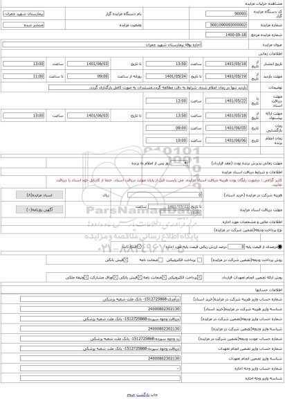 مزایده ، اجاره بوفه بیمارستان شهید چمران