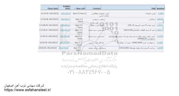 استعلام تامین اتصالات ...