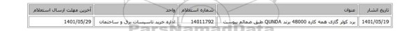 برد کولر گازی همه کاره 48000 برند QUNDA طبق ضمائم پیوست