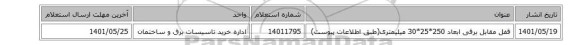 قفل مقابل برقی  ابعاد 250*25*30  میلیمتری(طبق اطلاعات پیوست)