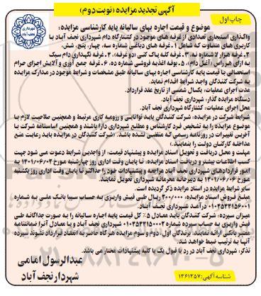 مزایده واگذاری استیجاری تعدادی از غرفه چاپ اول 