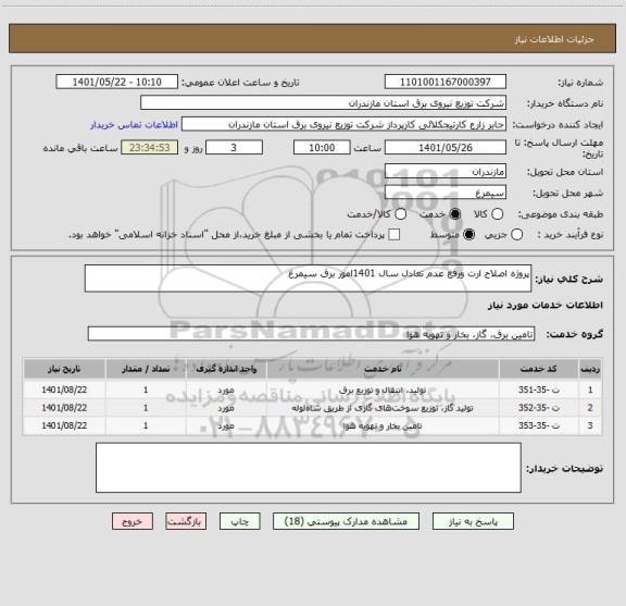 استعلام پروژه اصلاح ارت ورفع عدم تعادل سال 1401امور برق سیمرغ