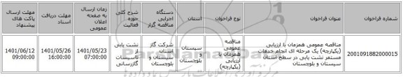 مناقصه، مناقصه عمومی همزمان با ارزیابی (یکپارچه) یک مرحله ای انجام  خدمات مستمر نشت یابی در سطح استان سیستان و بلوچستان