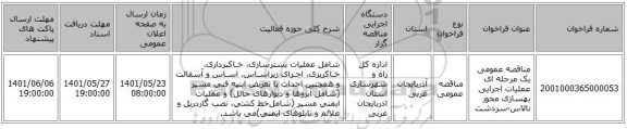 مناقصه، مناقصه عمومی یک مرحله ای عملیات اجرایی بهسازی محور نالاس-سردشت