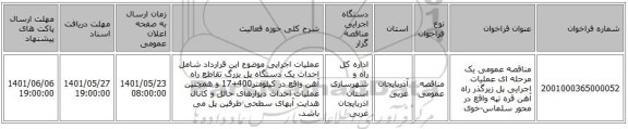 مناقصه، مناقصه عمومی یک مرحله ای عملیات اجرایی پل زیرگذر راه آهن قره تپه واقع در محور سلماس-خوی