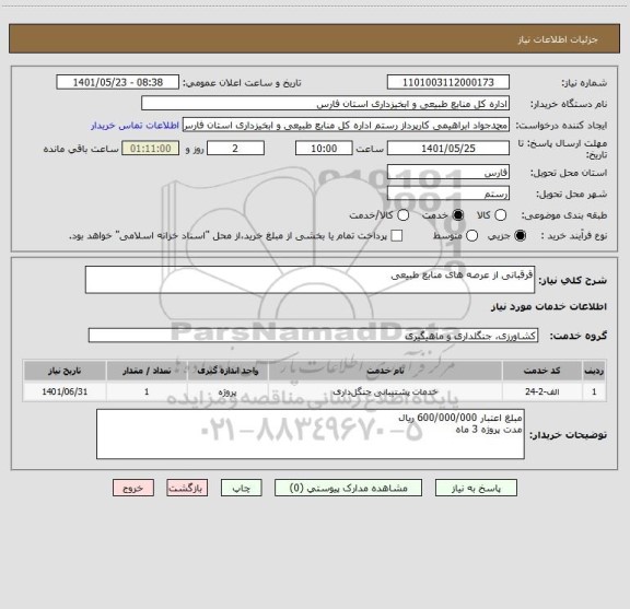 استعلام قرقبانی از عرصه های منابع طبیعی