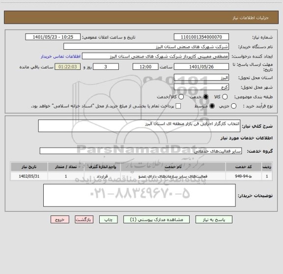استعلام انتخاب کارگزار اجرایی فن بازار منطقه ای استان البرز