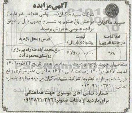 مزایده  تعداد تقریبی 468 اصله درخت صنوبر