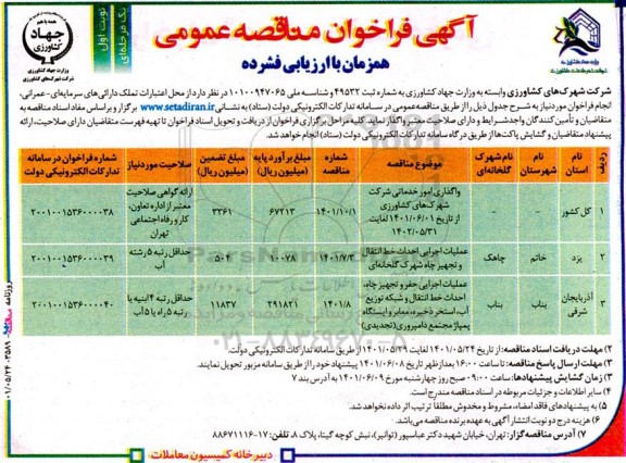 مناقصه واگذاری امور خدماتی...