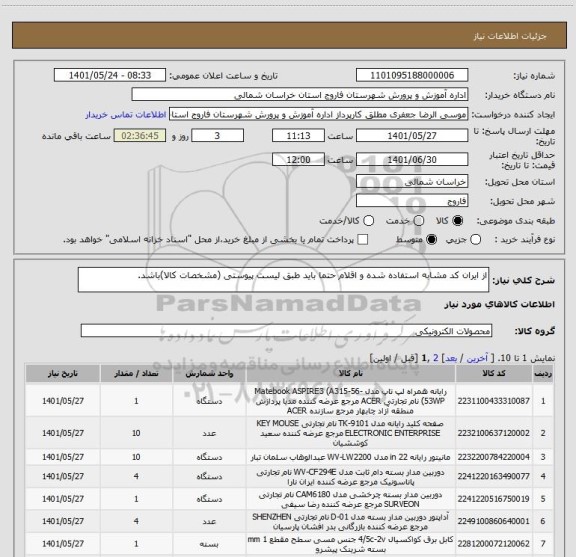 استعلام از ایران کد مشابه استفاده شده و اقلام حتما باید طبق لیست پیوستی (مشخصات کالا)باشد.