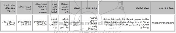 مناقصه، مناقصه عمومی همزمان با ارزیابی (یکپارچه) یک مرحله ای برون سپاری عملیات مربوط به وصول مطالبات از مشترکین مصارف عادی شهری و روستائی