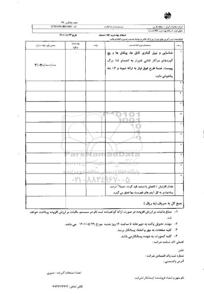 استعلام شناسایی و لیبل گذاری کابل ها، پیکتل ها و پیچ گوردهای مراکز تلفنی
