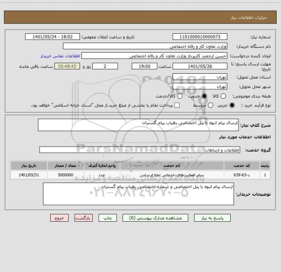 استعلام ارسال پیام انبوه با پنل اختصاصی رهیاب پیام گستران