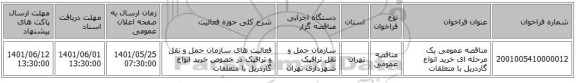 مناقصه، مناقصه عمومی یک مرحله ای خرید انواع گاردریل با متعلقات