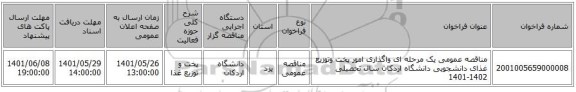 مناقصه، مناقصه عمومی یک مرحله ای واگذاری امور پخت وتوزیع غذای دانشجویی  دانشگاه اردکان سال تحصیلی 1402-1401