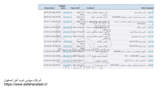 استعلام تامین والو و زانو و...