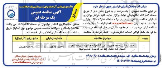 مناقصه طرح آبرسانی به مجتمع روستایی 