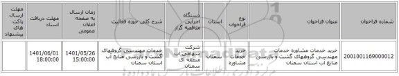مناقصه، خرید خدمات مشاوره خدمات مهندسی گروههای گشت و بازرسی منابع آب استان سمنان