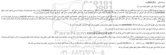 مزایده شش دانگ پلاک ثبتی به شماره 424فرعی از 31 اصلی 