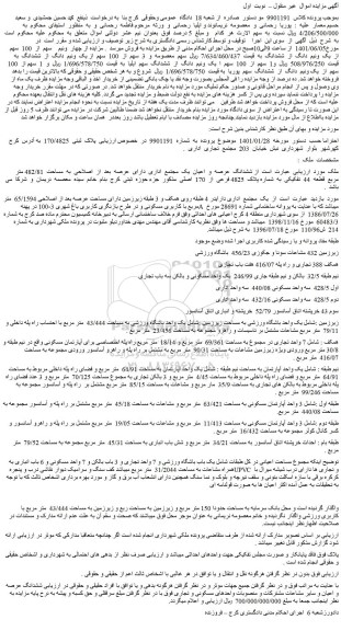مزایده فروش چهار  ونیم    سهم  از  100  سهم  از  یک  ونیم  دانگ  از  ششدانگ 