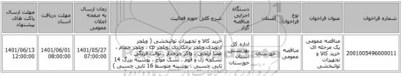 مناقصه، مناقصه عمومی یک مرحله ای خرید کالا و تجهیزات توانبخشی