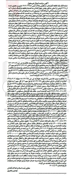 مزایده ششدانگ یک قطعه آپارتمان مسکونی پلاک ثبتی 1782/7758 