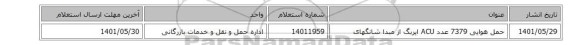 حمل  هوایی 7379 عدد  ACU   ایربگ از مبدا شانگهای
