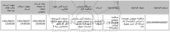 مناقصه، مناقصه عمومی همزمان با ارزیابی (یکپارچه) یک مرحله ای خرید وتوزیع غذا