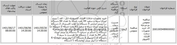 مناقصه، مناقصه عمومی دو مرحله ای خرید تجهیزات سخت افزاری کامپیوتر