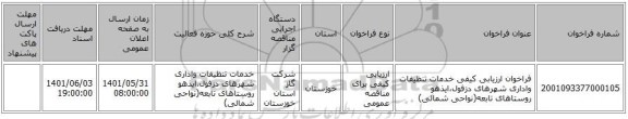 مناقصه، فراخوان ارزیابی کیفی خدمات تنظیفات واداری شهرهای دزفول،ایذهو روستاهای تابعه(نواحی شمالی)