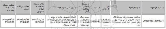 مناقصه، مناقصه عمومی یک مرحله ای اجرای کفپوش بتنی پیاده رو ضلع غربی بلوار امام خمینی (ره)