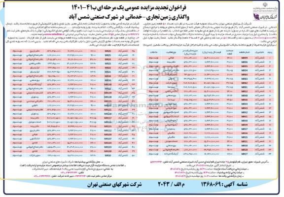تجدید مزایده واگذاری 50 قطعه زمین تجاری - خدماتی 