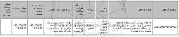 مناقصه، فراخوان ارزیابی کیفی تجدید فراخوان عمومی (تهیه ، حمل ، نصب و راه اندازی دو دستگاه پله برقی و دو دستگاه رمپ متحرک پروژه عتیق )