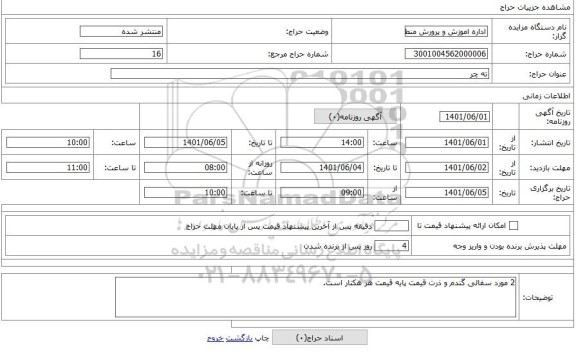 مزایده ، ته چر