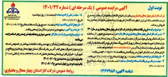 مزایده، مزایده انواع اقلام اسقاطی و مازاد 