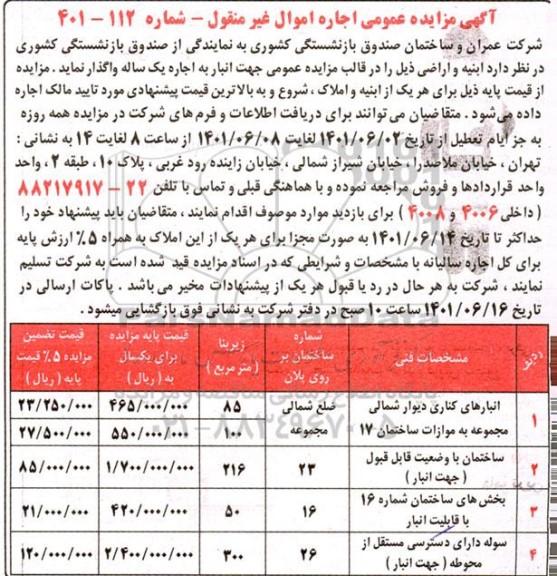 مزایده ابنیه و اراضی