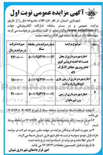 مزایده اجاره بهره برداری از محل نصب دکه اغذیه فروشی و...